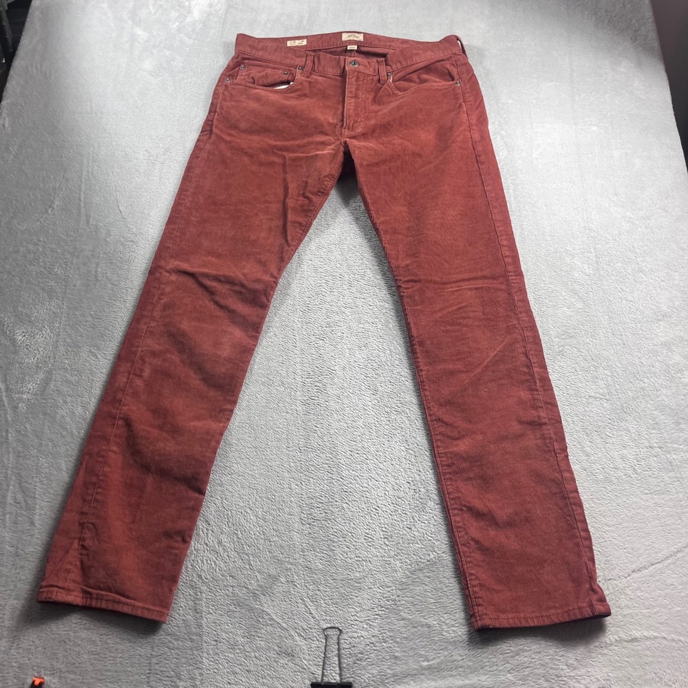 J.Crew 484 Slim Fit Corduroy Pants Mens 32x32 Rust Red Burnt Orange 77388